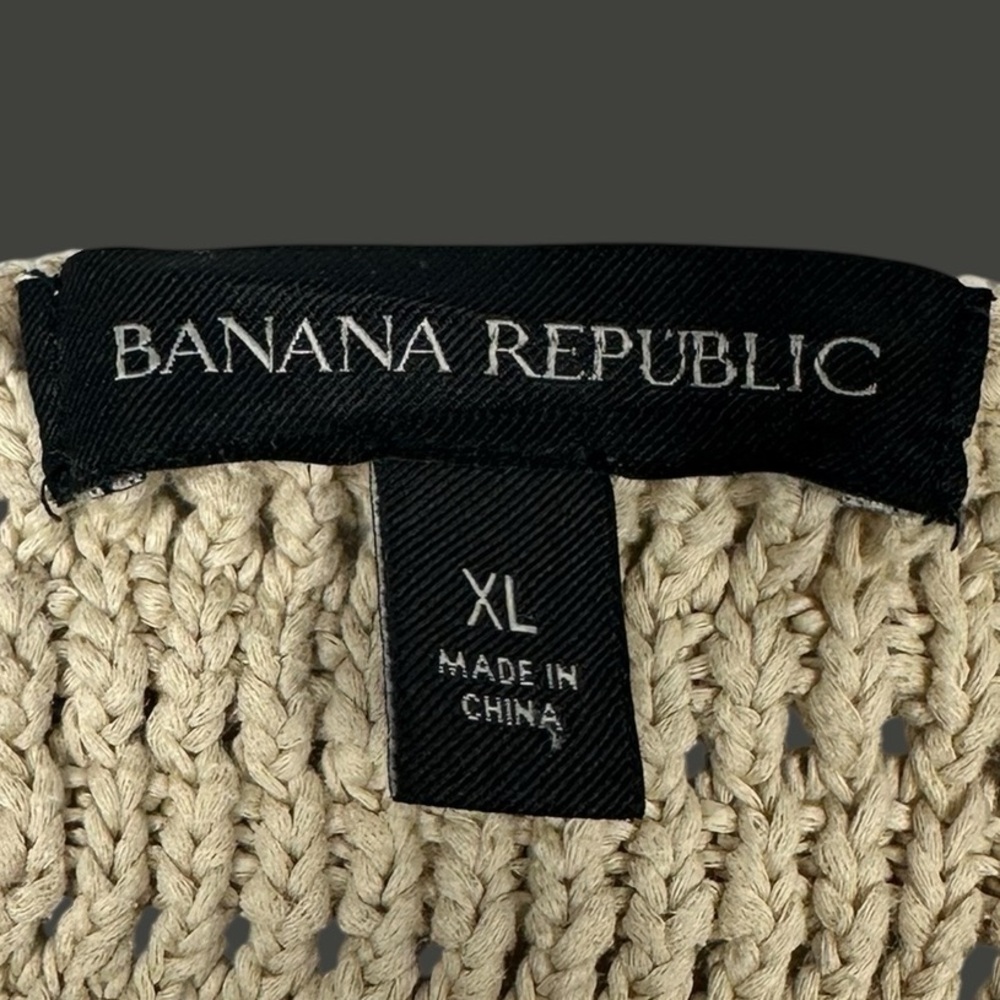 Banana Republic Pale Khaki Crochet Knit Midi Dress Halter Straps – Size XL - Picture 14 of 14